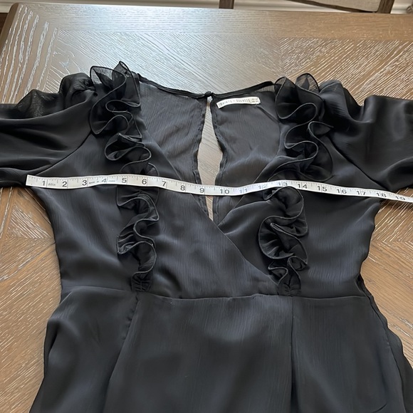 Saints + Secrets black sexy ruffled chiffon mini dress Size M - Picture 16 of 17